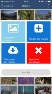 application mobile galerie médias