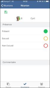 application mobile enregistrer sa présence à une réunion