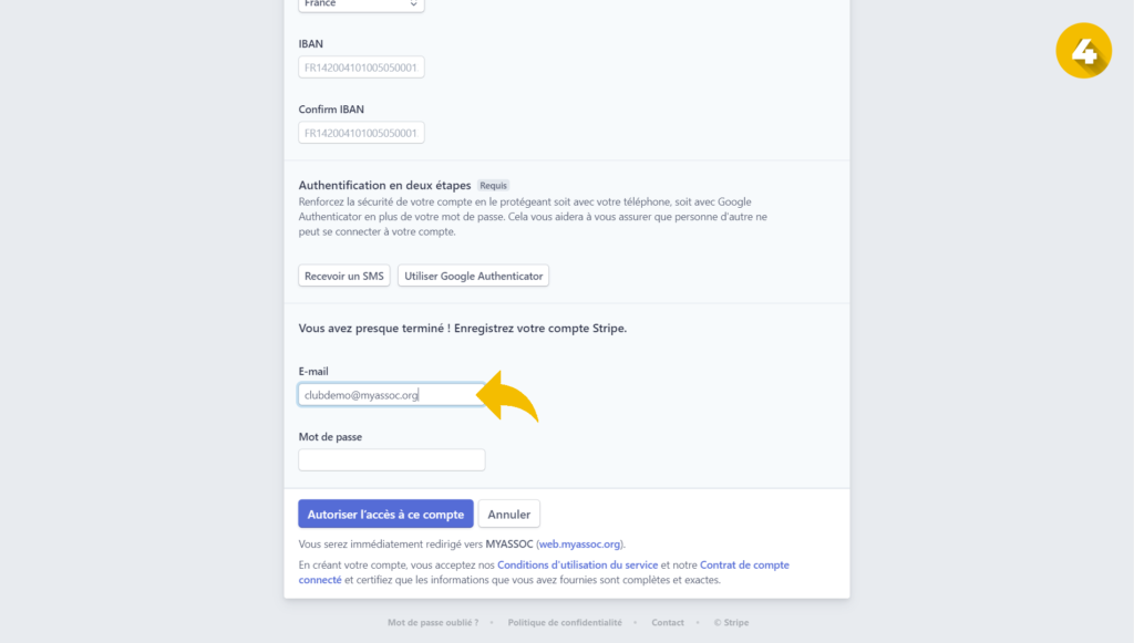 Informations pour lier compte à MyAssoc - suite 3