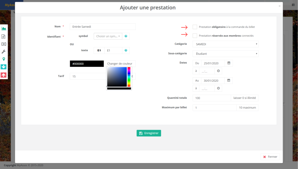 Paramétrages prestations